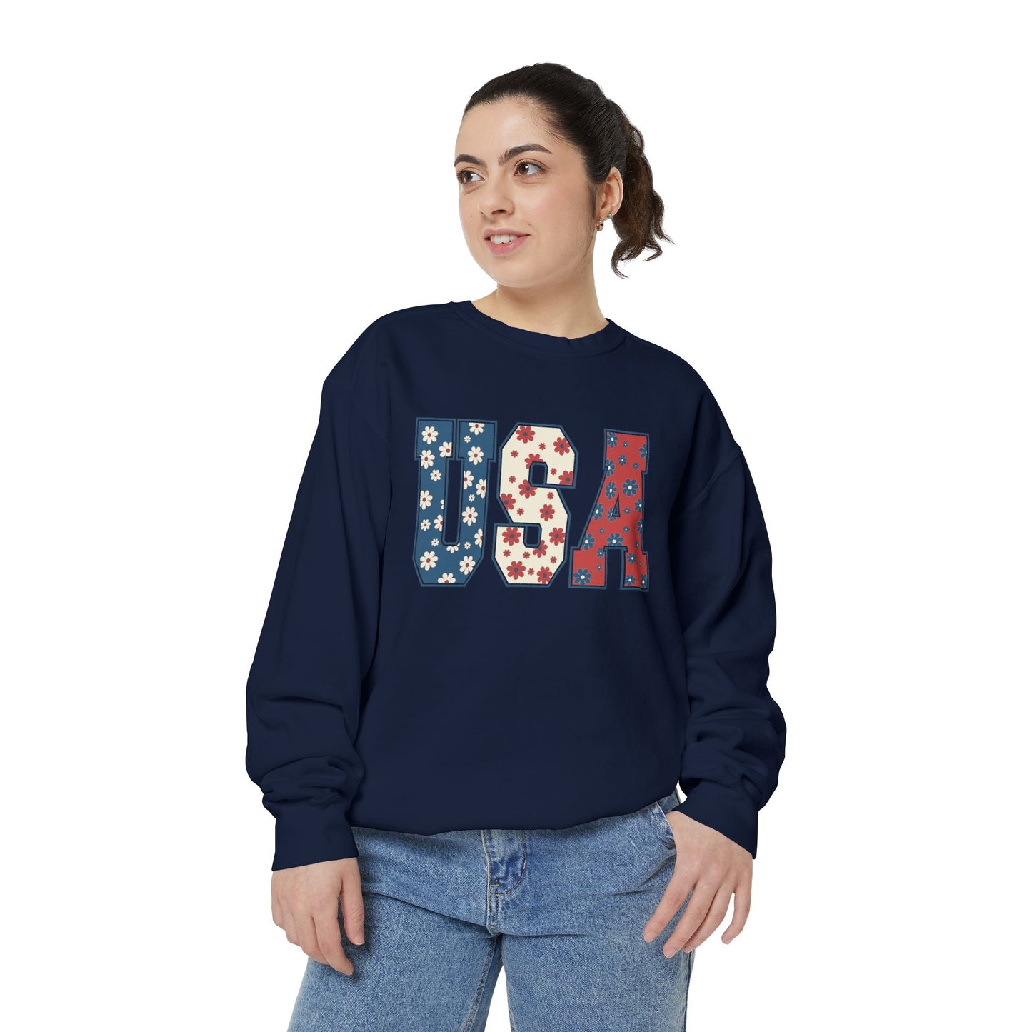 Retro USA Unisex Garment-Dyed Sweatshirt