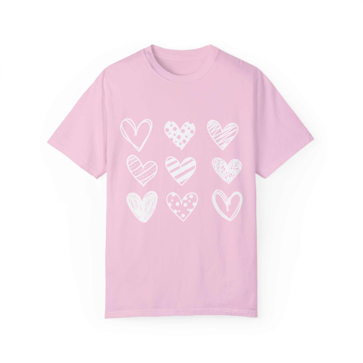 Heart Pattern Graphic Garment-Dyed T-Shirt Unisex Garment-Dyed T-shirt