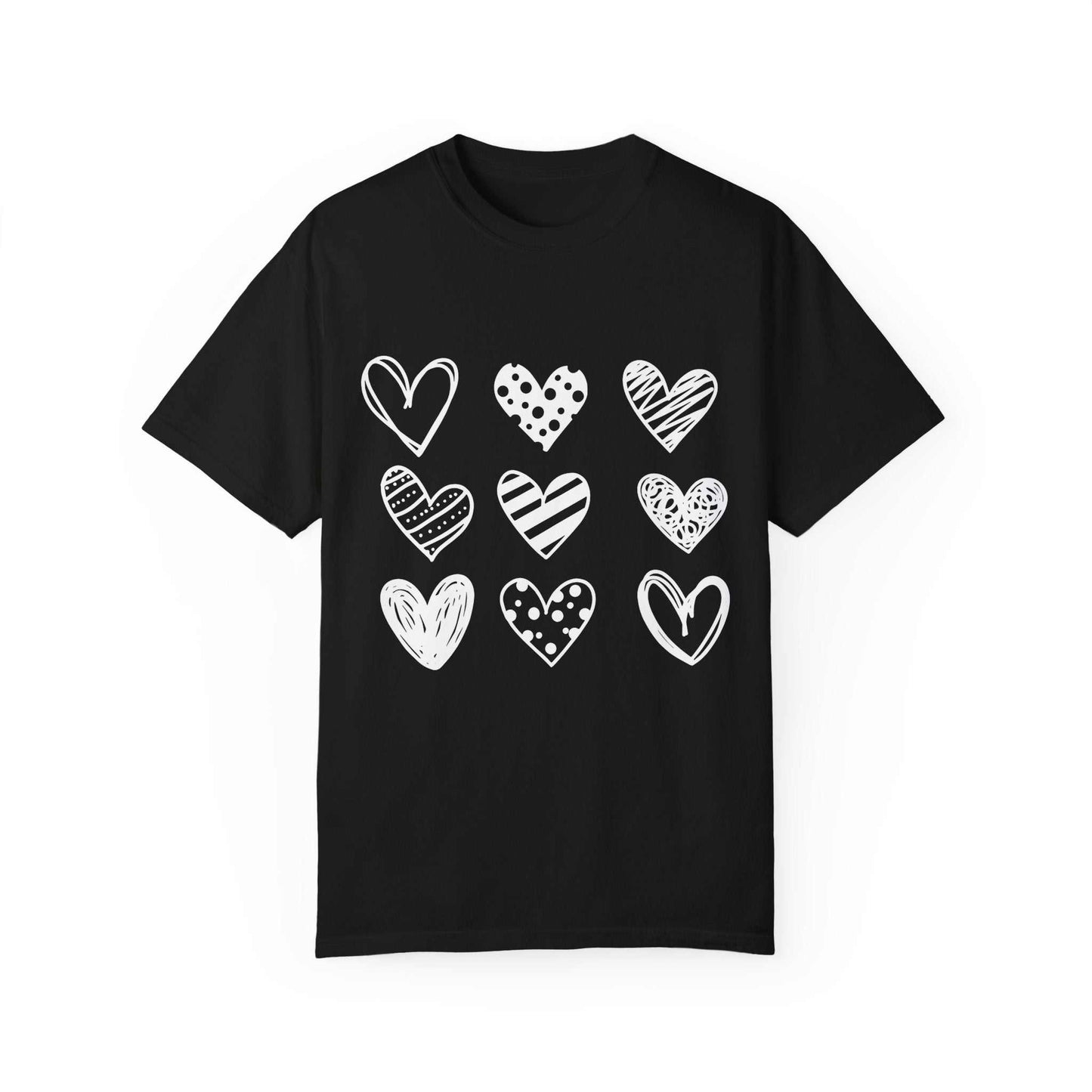 Heart Pattern Graphic Garment-Dyed T-Shirt Unisex Garment-Dyed T-shirt