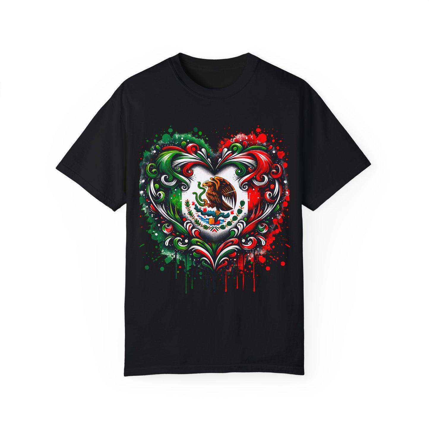 Mexican Flag Heart Unisex Garment-Dyed Tee – Stylish & Bold