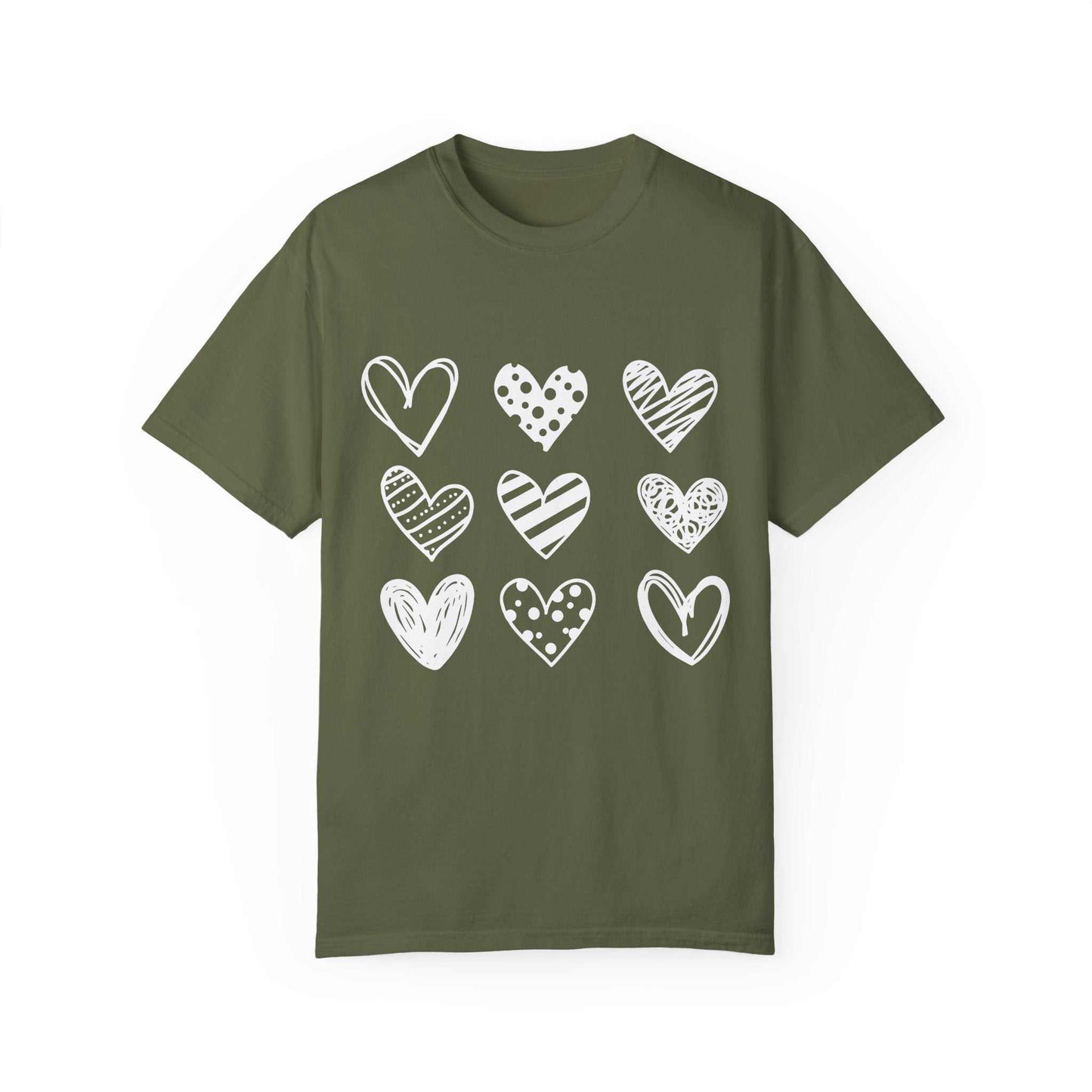 Heart Pattern Graphic Garment-Dyed T-Shirt Unisex Garment-Dyed T-shirt