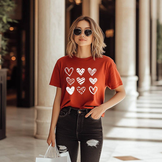 Heart Pattern Graphic Garment-Dyed T-Shirt Unisex Garment-Dyed T-shirt