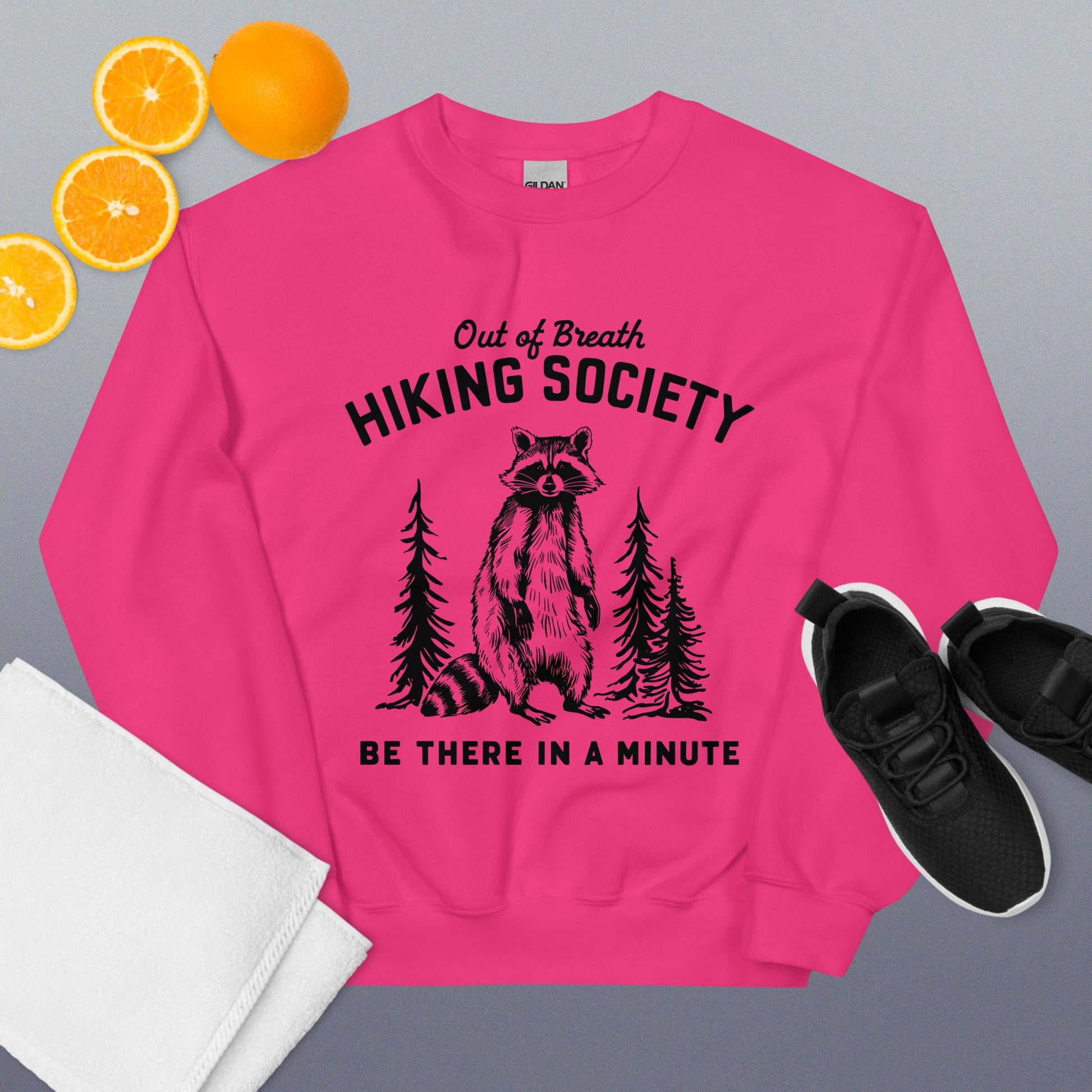 Out of Breath Hiking Society Bright Pink Sweatshirt